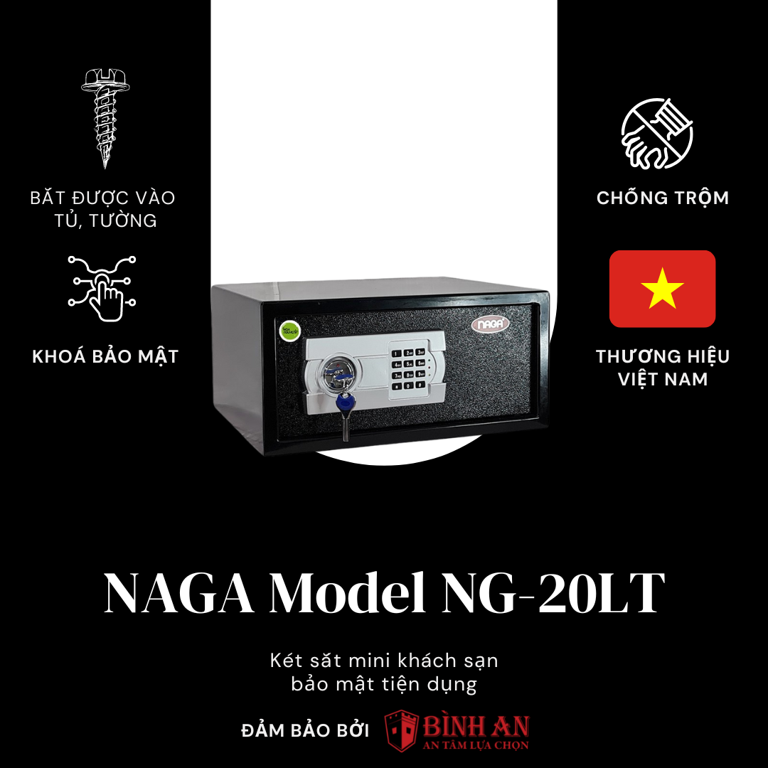 Két sắt naga ng-20lt mini khách sạn có vít bắt tủ tường