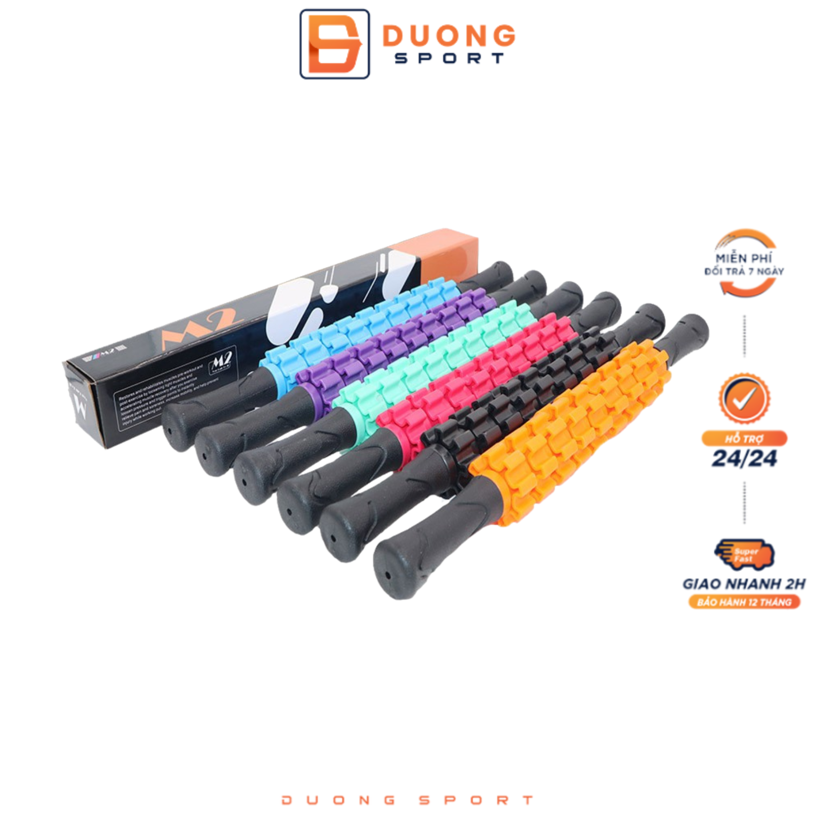 Con Lăn 9 Răng Dãn Cơ, Gậy Lăn Massage Dãn Cơ Bắp Tập Gym Yoga Roller Stick