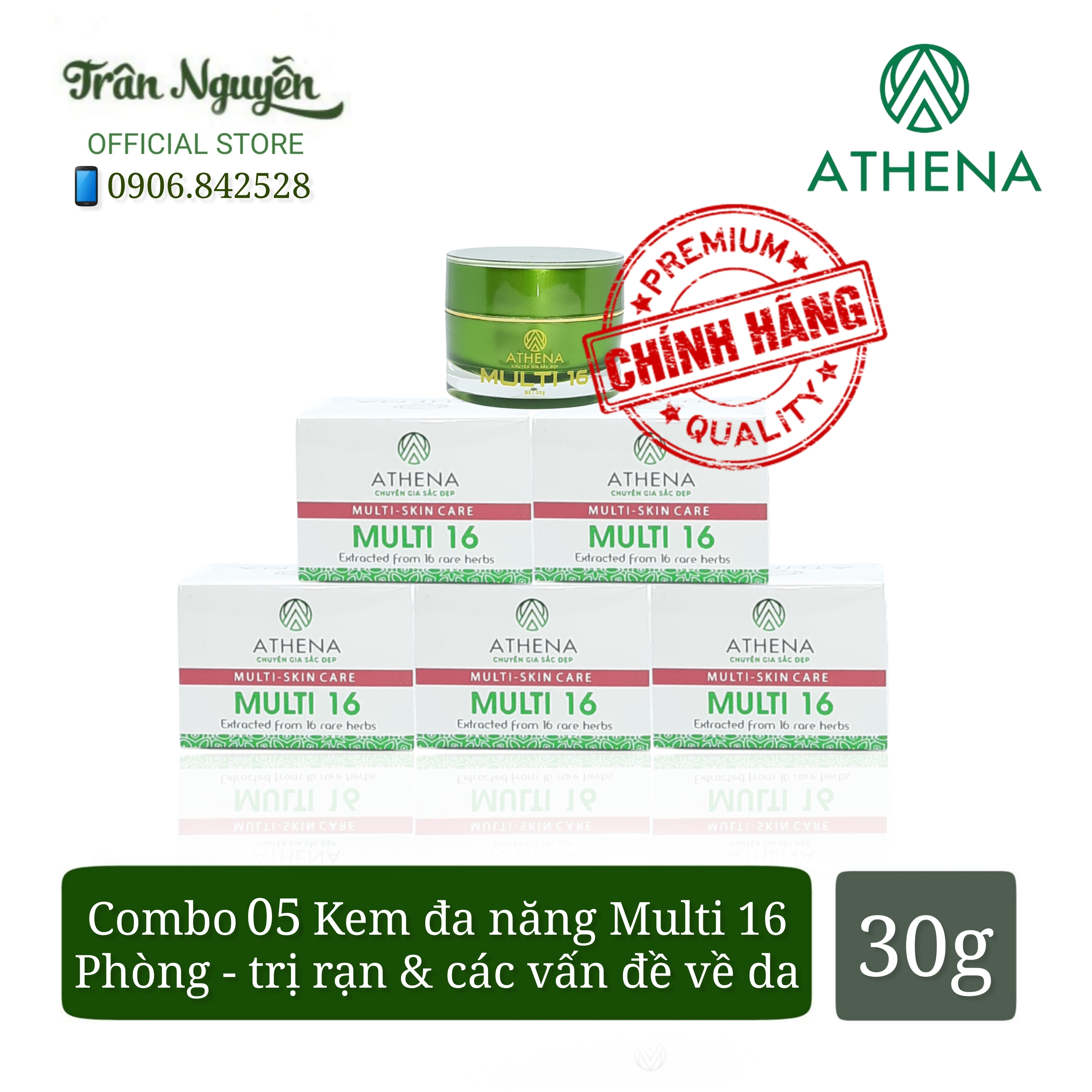Combo 5 kem rạn multi 16 athena 30g - kem ngừa rạn, chống rạn da mẹ bầu, mờ rạn cho mẹ sau sinh, mờ rạn tăng cân nhanh, mờ rạn do tập gym