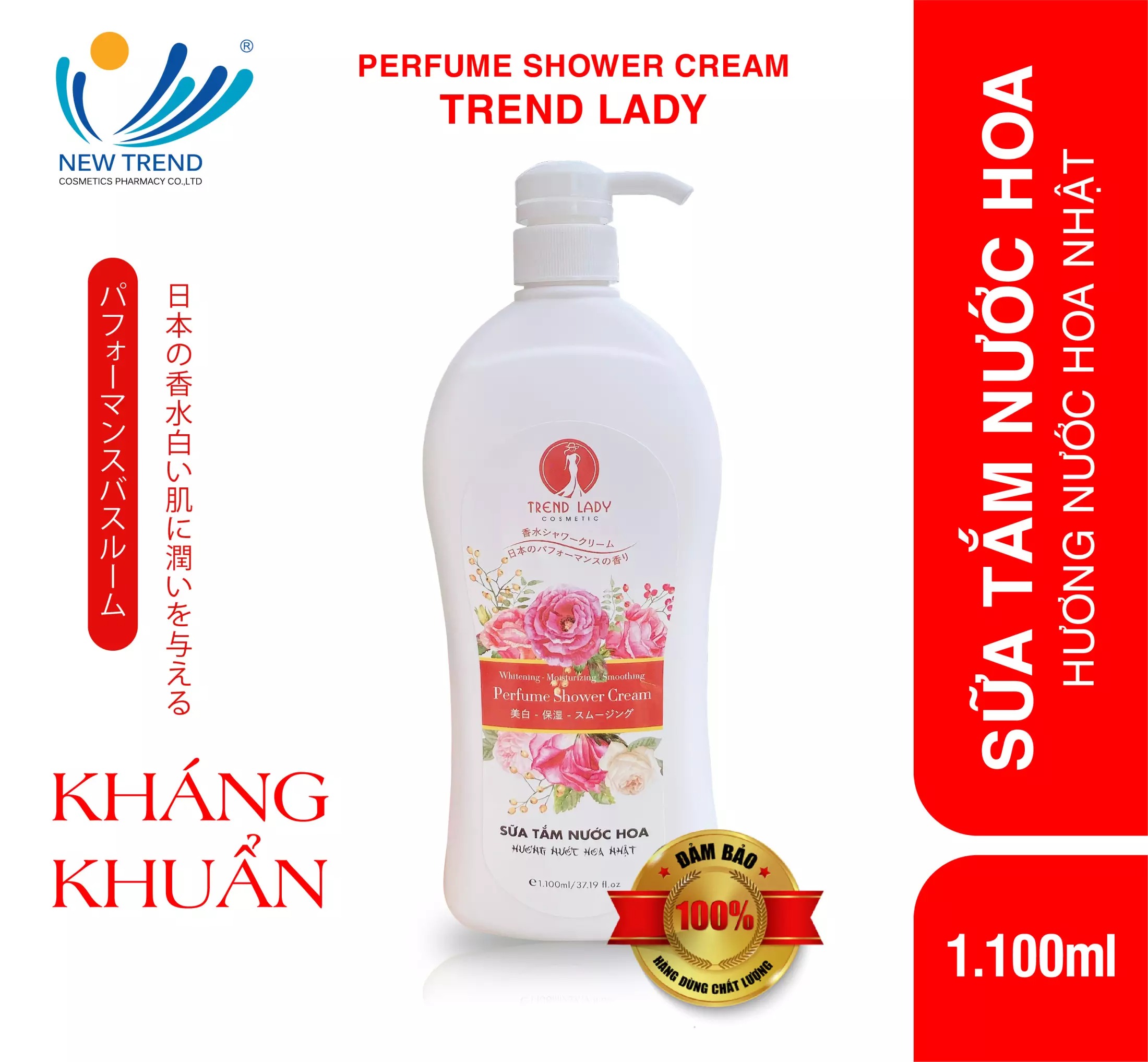 [MỚI 2021] Sữa tắm TREND LADY cosmetic Hương Nước Hoa Nhật 1100ml - Công nghệ Nano cao cấp Nhật Bản chăm sóc làn da trắng thơm toàn diện