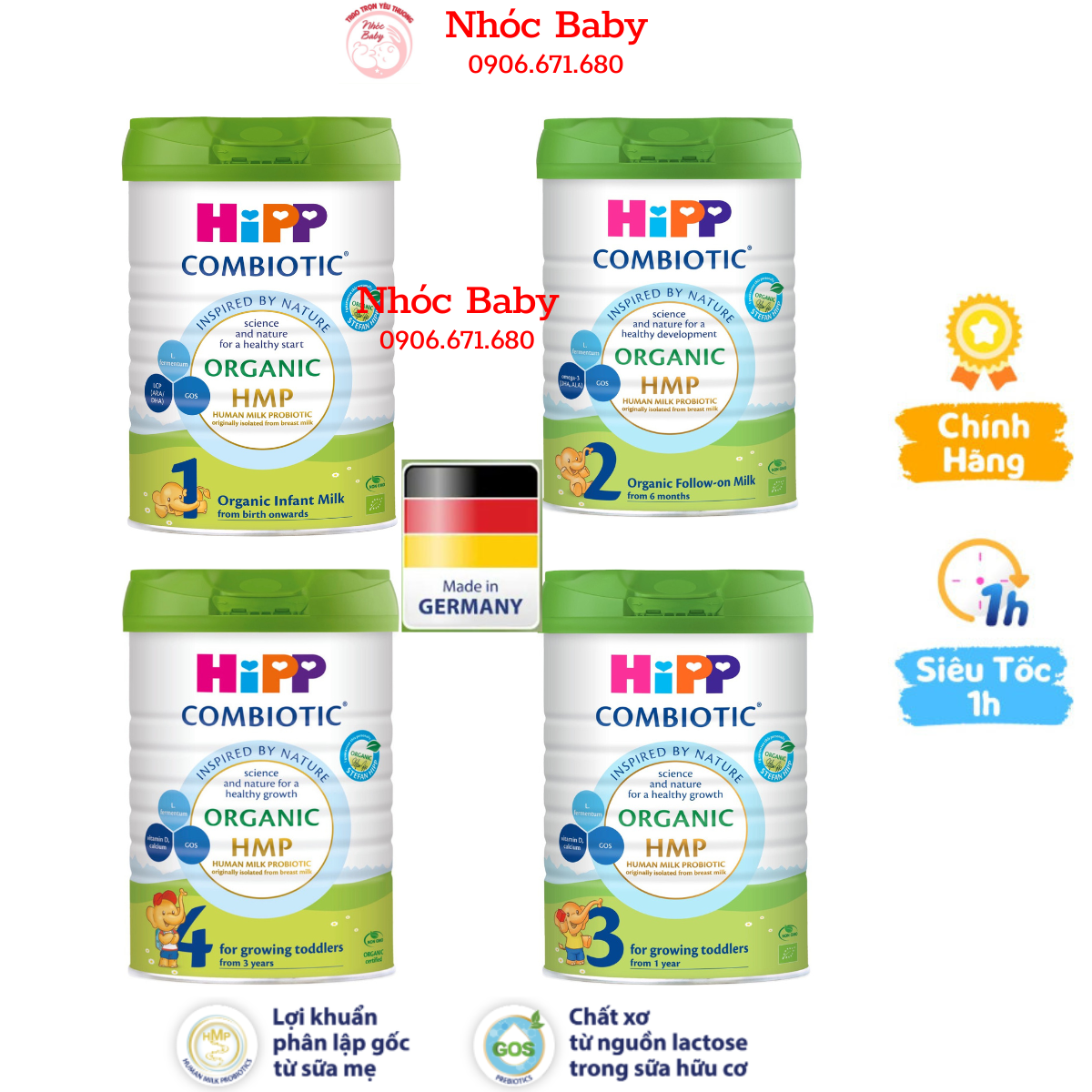 Sữa bột công thức hipp organic combiotic số 1,2,3,4 lon 800g - 0 - 6m, 6 -12m, 1 - 3 tuổi, trên 3 tuổi date 2024 - 1 đổi 1 nếu lỗi nsx