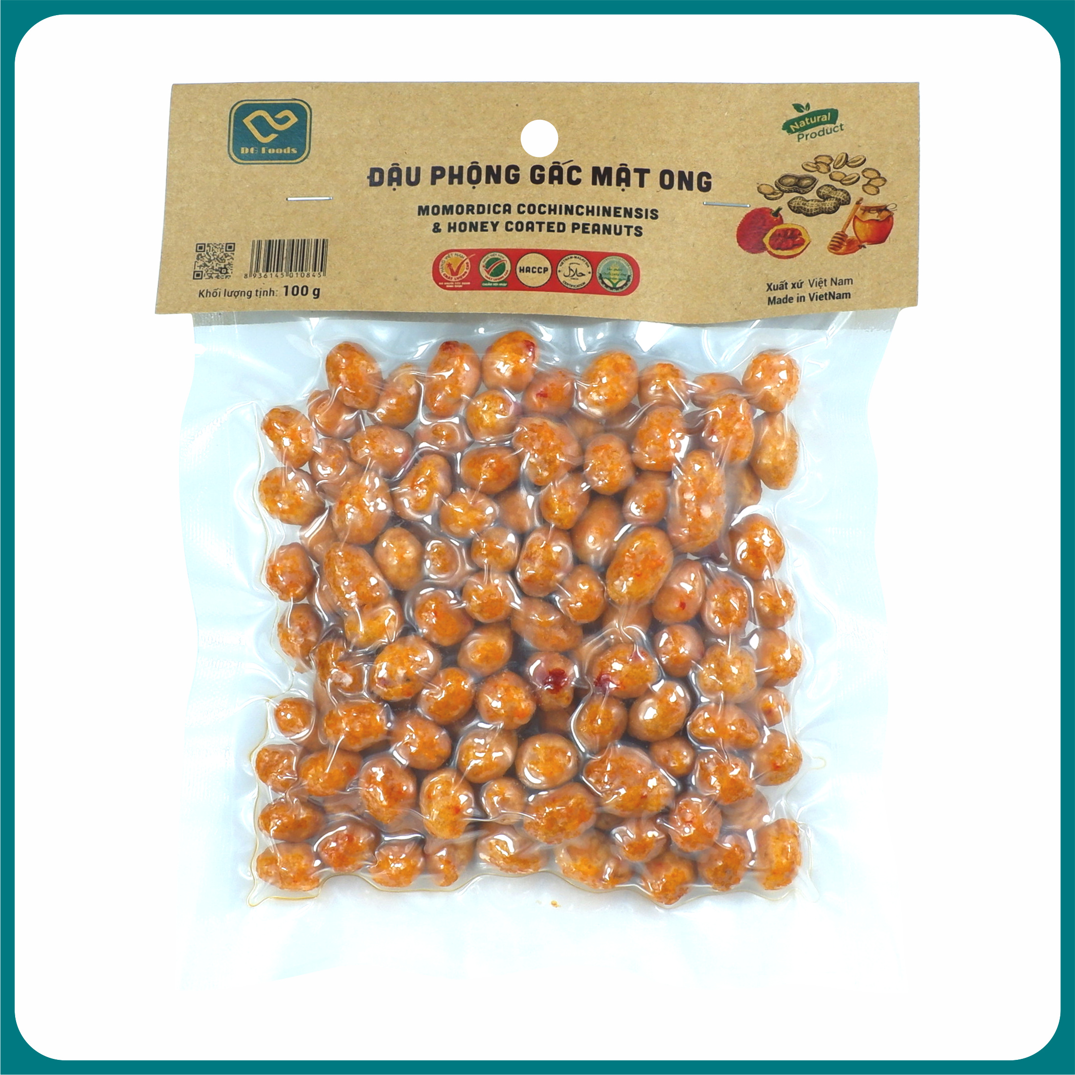 Đậu Phộng Gấc Mật Ong 100g DGfoods/ Haccp/ Halal/ HVNCLC/ ăn chay, đặc sản Cần Thơ, quà tặng, ăn kiêng, organic, dinh dưỡng, thực phẩm bổ sung, khai vị, hạt điều bình phước
