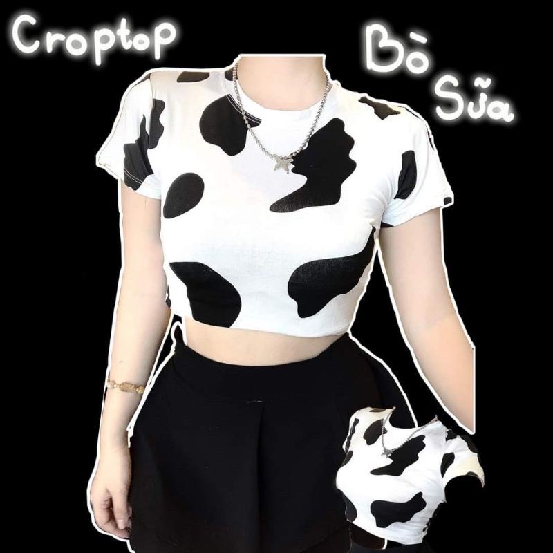 🍓🍓 SIÊU HOT 🍓🍓 Áo Croptop Bò Sữa Màu Trắng Hip Hop A1