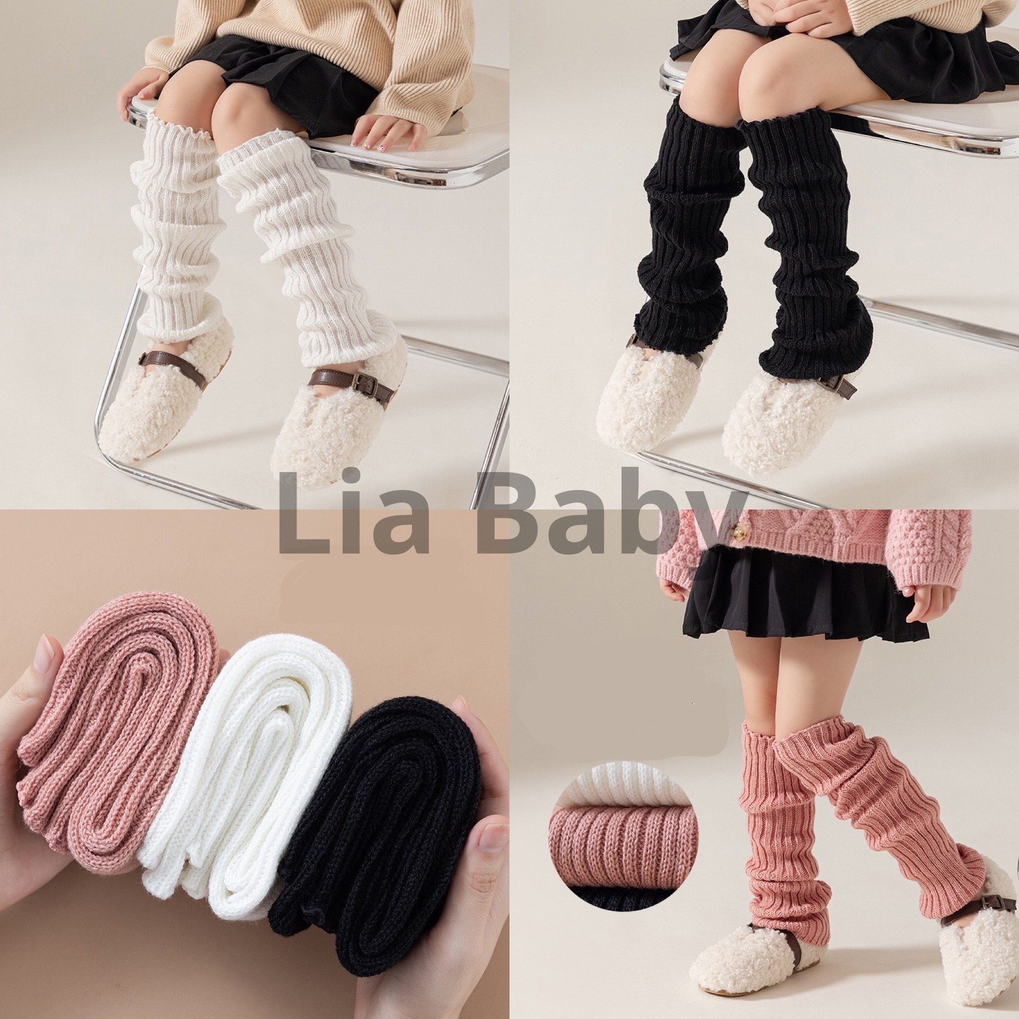 Tất Ống Len Dệt Kim Phong Cách Lolita Cho Bé Gái - Vớ Chân Y2k Thời Trang Dễ Thương