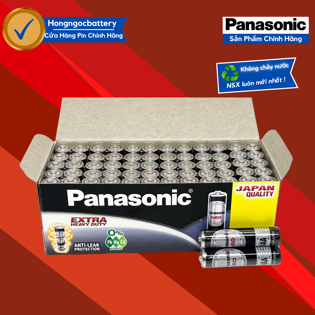 Hộp pin đũa AAA 1,5V Panasonic 60 viên R03NT, cho độ bền bỉ cao, không chì, không chảy nước, phù hợp với remote điều hòa, cân điện tử, máy tính và nhiều thiết bị khác