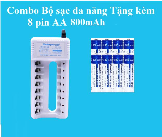 Combo bộ sạc đa năng 8 khe b108 tặng kèm 8 pin sạc aa 1200mah