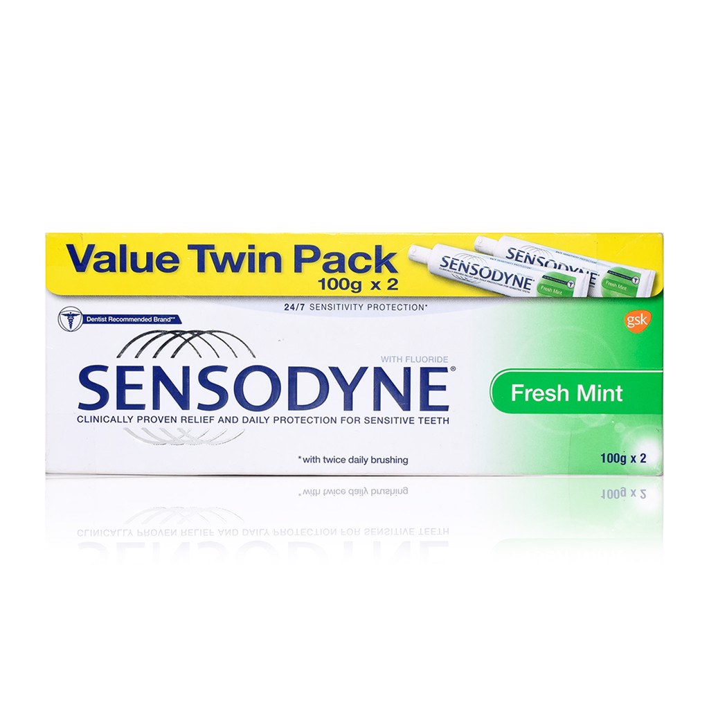 Bộ 2 cây kem đánh răng hương bạc hà Sensodyne Value Twin Pack Fresh Mint 100g x 2