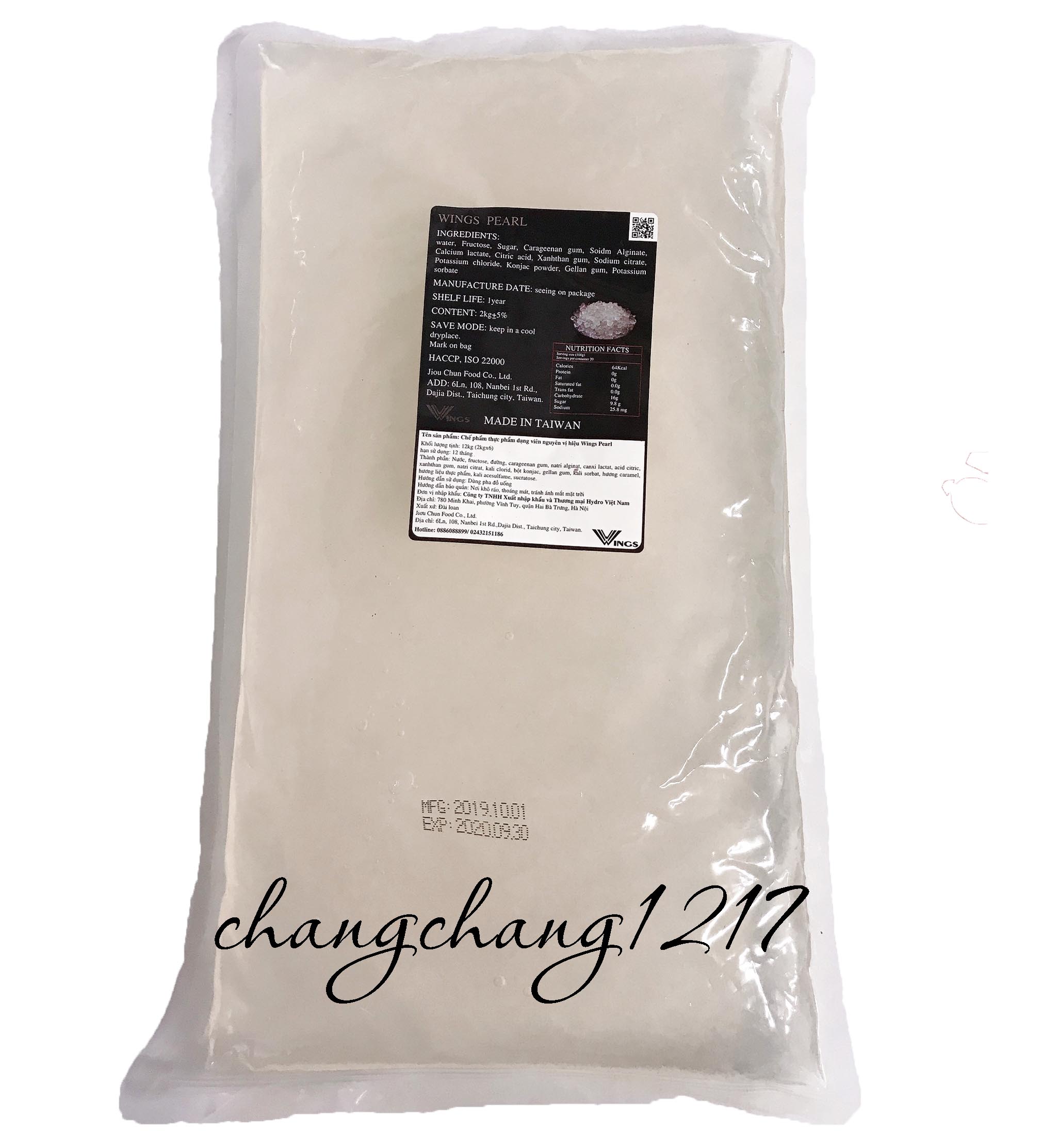 Thạch Ngọc Trai (Trân Châu) Trắng 3Q Wings Gói 2kg