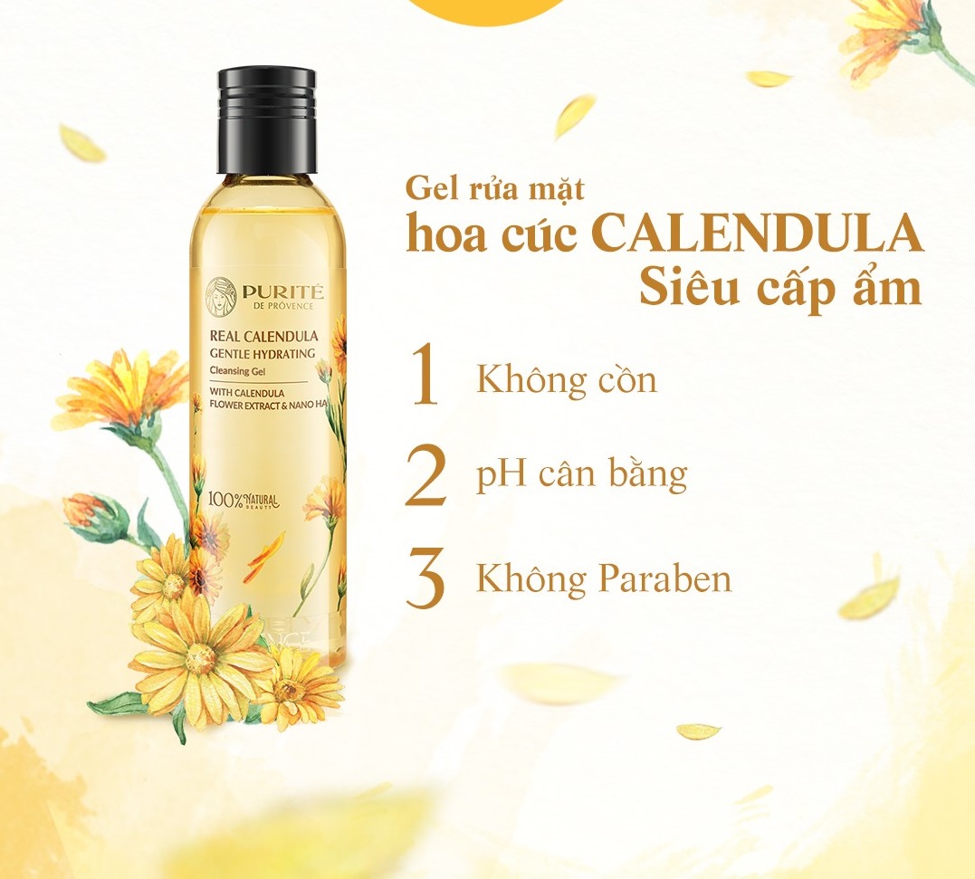 Gel rửa mặt dưỡng ẩm hoa cúc Calendula 150ml