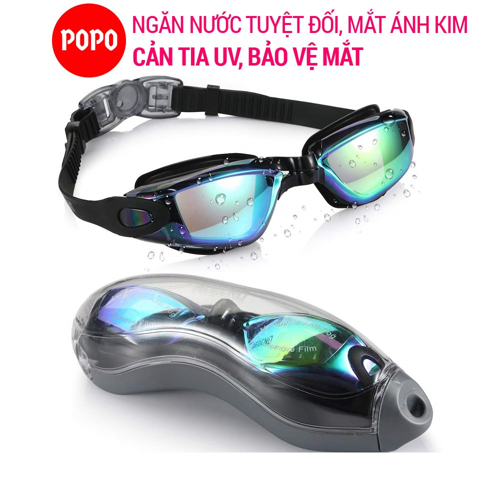 Kính bơi người lớn cho nam, nữ chính hãng POPO 2360 kính bơi tráng gương cao cấp mắt kiếng bơi chống tia UV chống hấp hơi khóa kính bơi thông minh