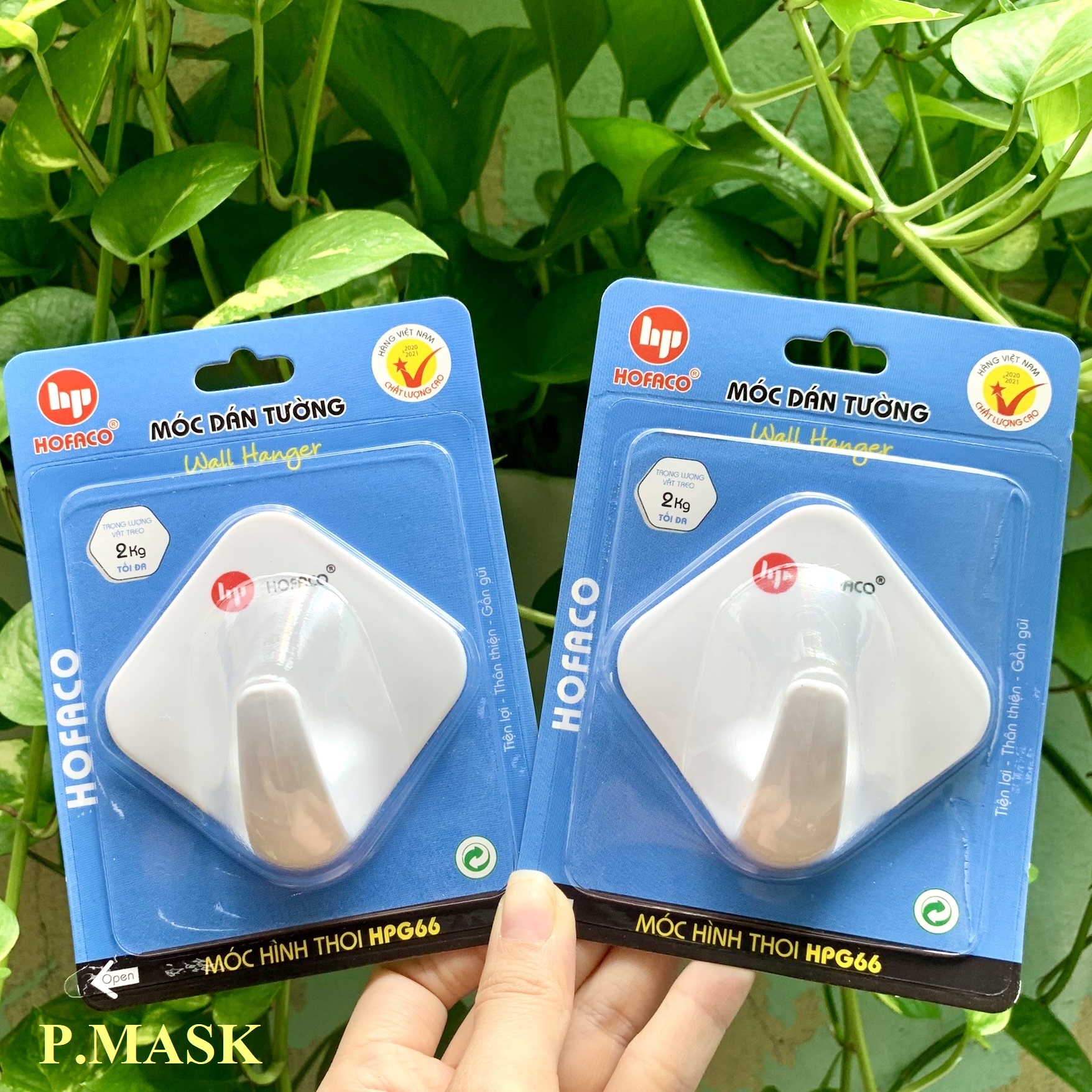 Dụng cụ treo tường tiện lợi - Móc treo dính tường Hofaco - Móc nhựa hình thoi HPG66