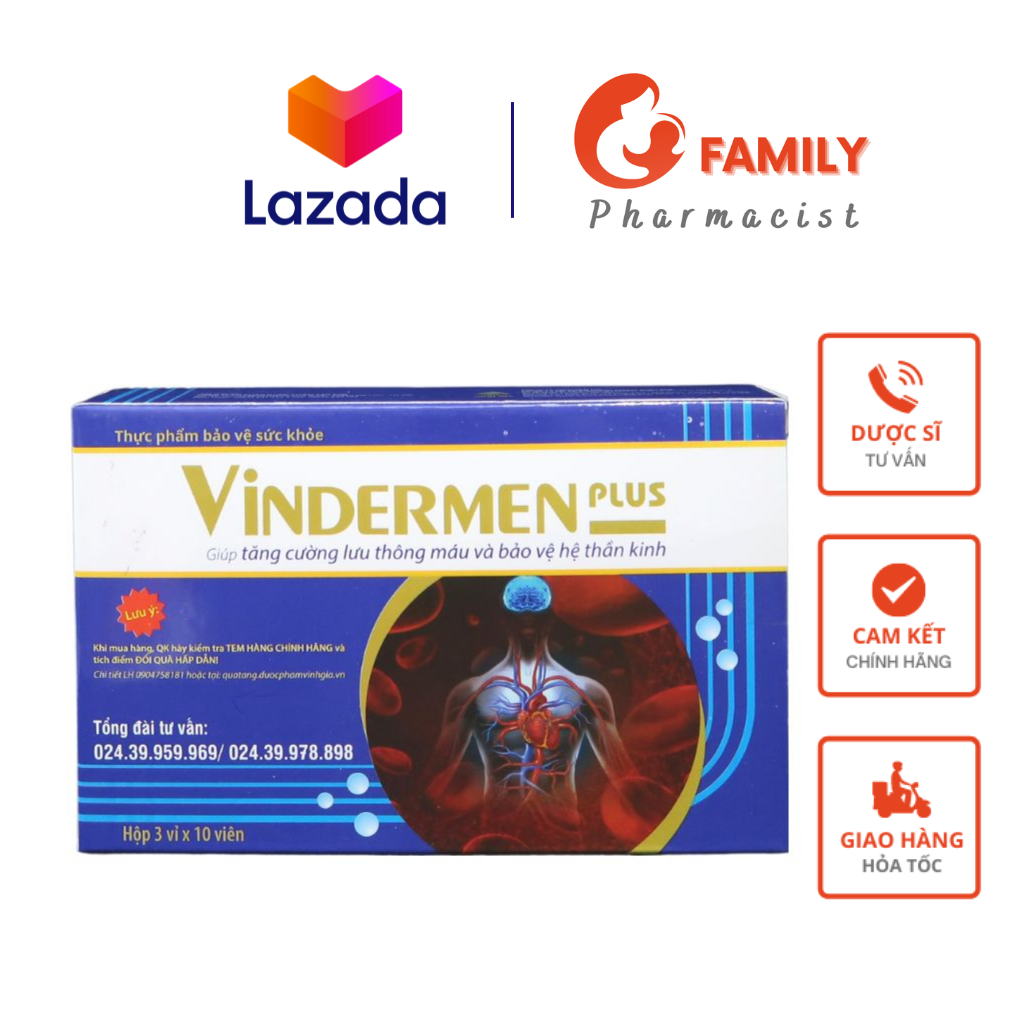 Vindermen Plus (có tem VINH GIA) - Tăng lưu thông máu, bảo vệ thần kinh