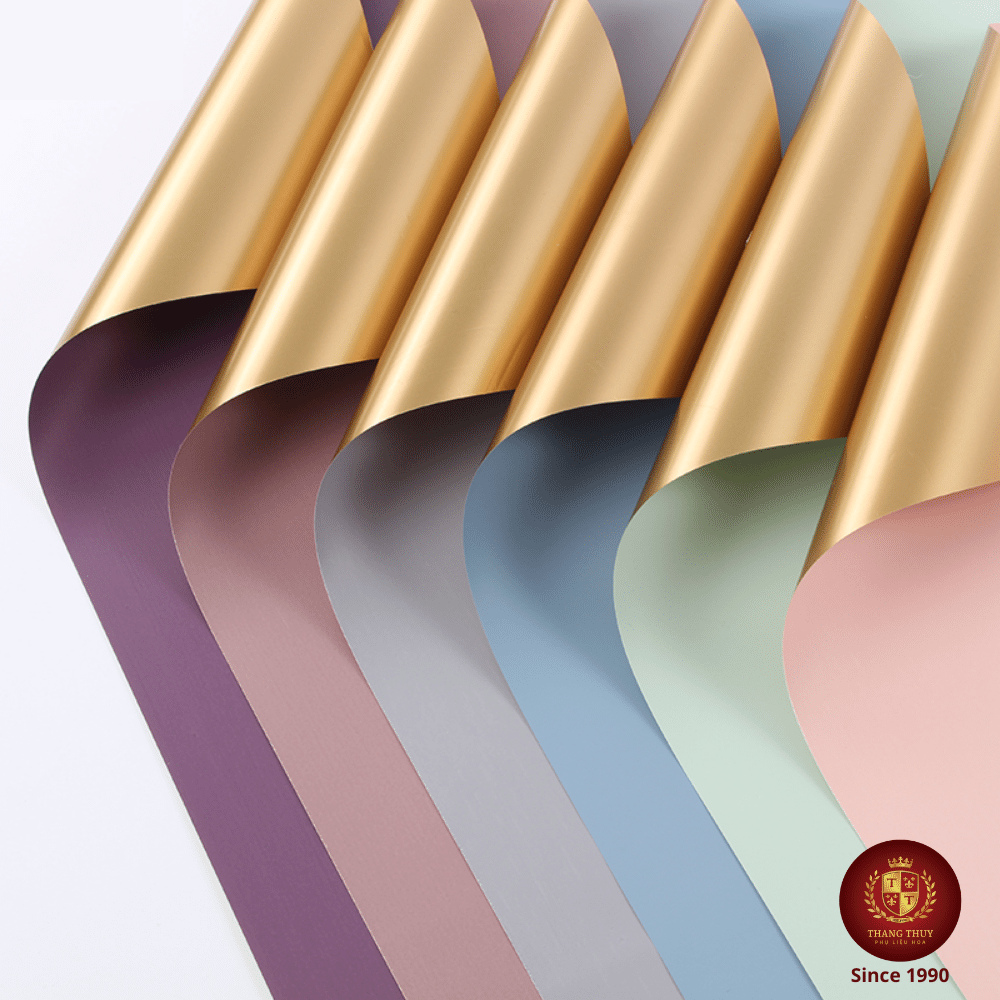 Giấy Gói Hoa Bóng Mờ 2 Mặt Nhũ Đồng