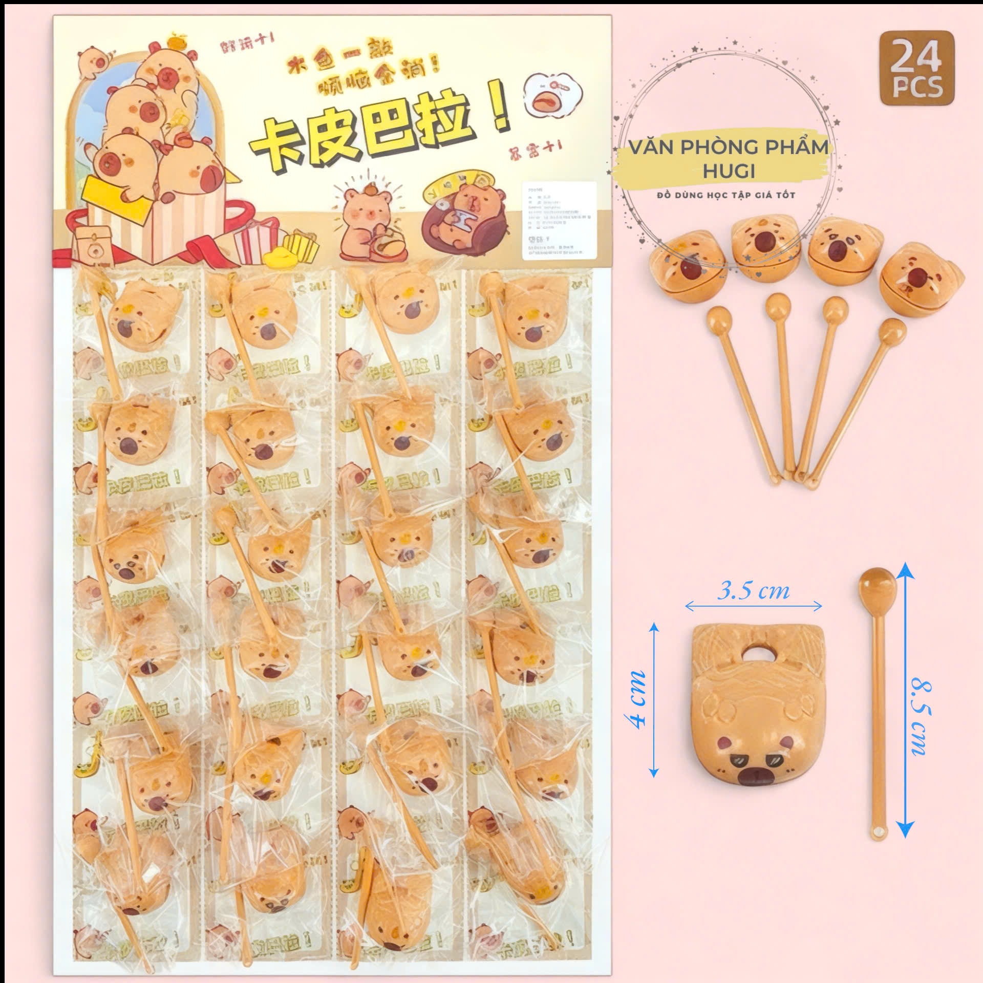 Vỉ Gồm 24 Cái Gõ Mõ Mini Capybara Đồ Chơi Dễ Thương Xả Stress