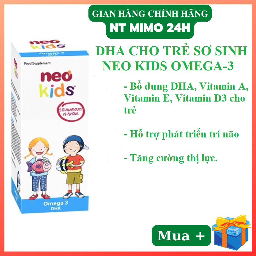 [Free ship + Quà Tặng] Dha cho trẻ sơ sinh Neo kids omega 3 DHA giúp phát triển trí não tăng cường thị lực bé thông minh mắt sáng Hộp 150ml