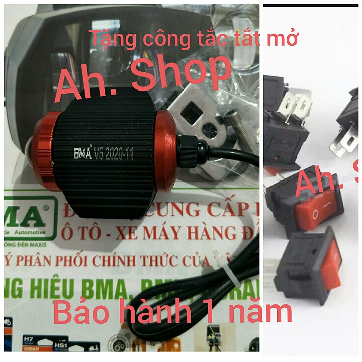 led bi cầu mini trợ sáng BMA V5 ba chế độ cos vàng pha trắng và bật cả pha và cos bảo hành 12T