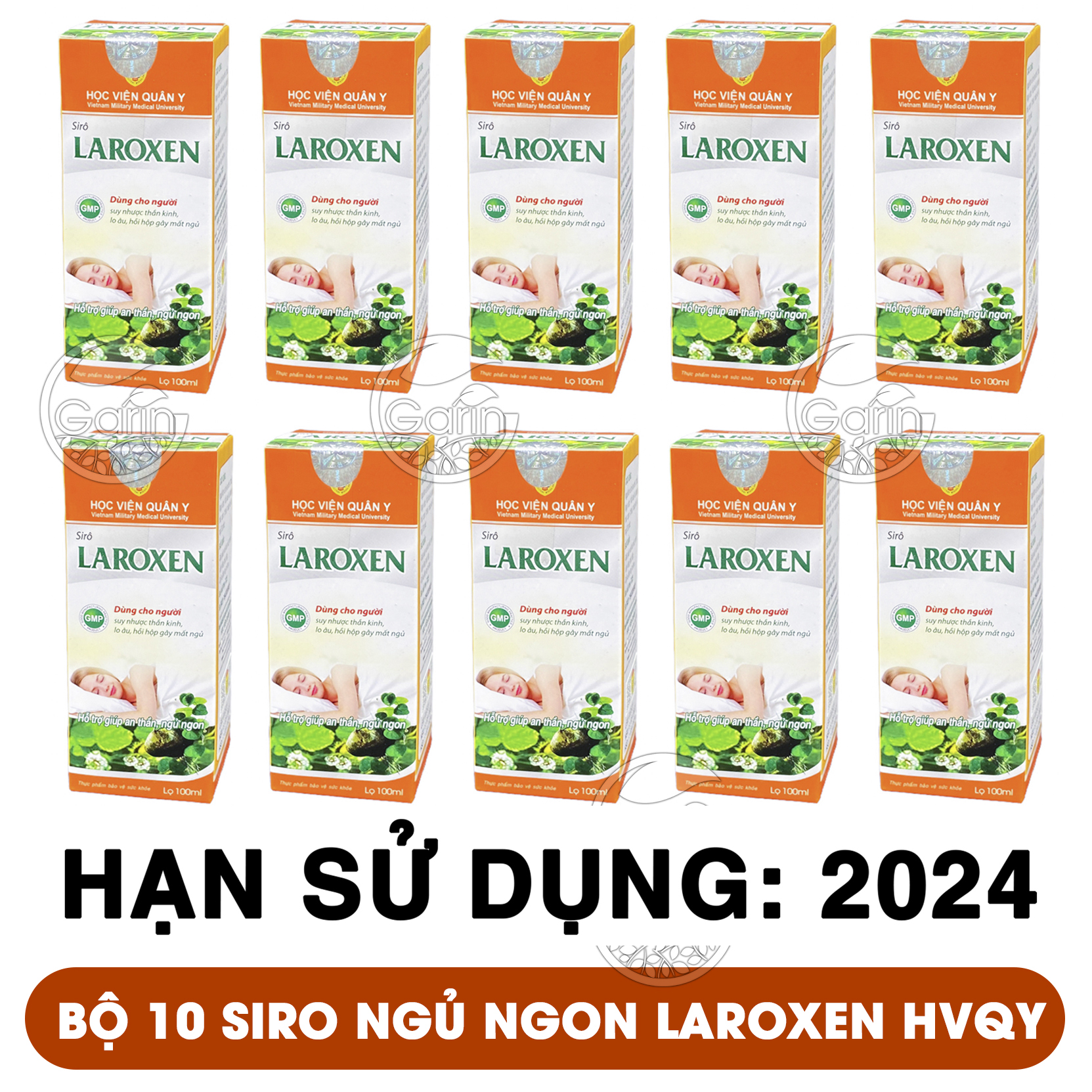 Bộ 10 hộp siro thảo dược laroxen Học Viện Quân Y 100ml x10 ngủ ngon và sâu giấc hơn, cải thiện tình trạng hồi hộp lo âu Học Viện Quân Y Việt Nam