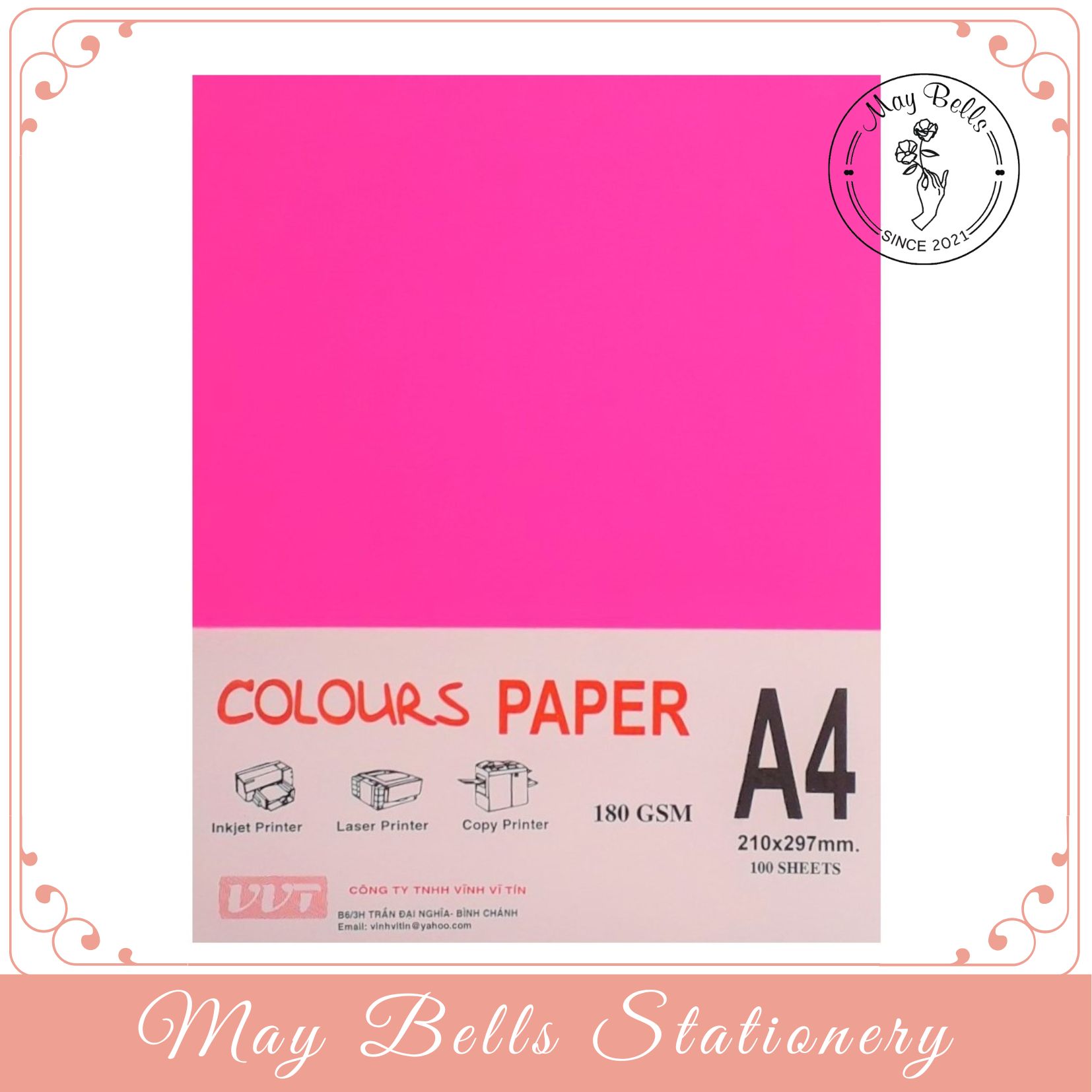 Xấp 100 Tờ Giấy bìa A4 màu dạ quang Hồng, Đỏ, Vàng, Xanh lá, Cam 160gsm, Giấy Thủ Công Loại Dày Màu Dạ Quang