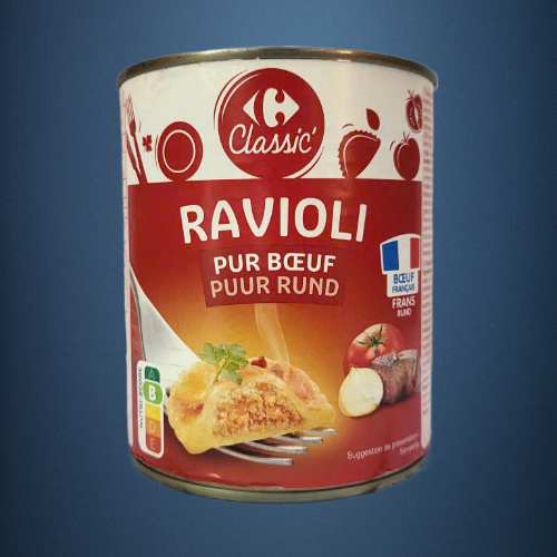 CLASSIC - LON LỚN 800g - MÌ RAVIOLI VỚI THỊT BÒ / PHÁP / CARREFOUR Beef Ravioli with Vegetable Sauce