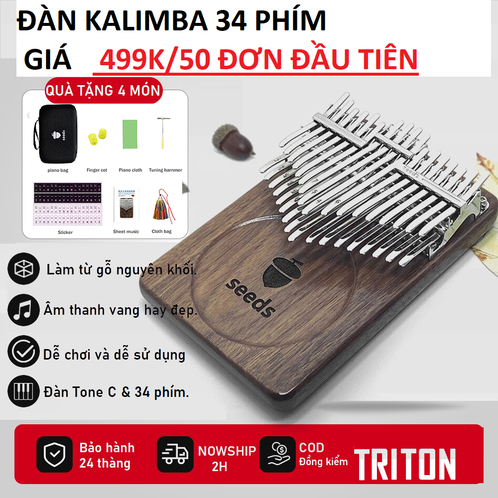 Đàn Kalimba TRITON S41K -34 Phím Chuyên Nghiệp SEEDS HẠT GIỐNG KALIMBA- Thump Piano Acoustic Finger Chromaric