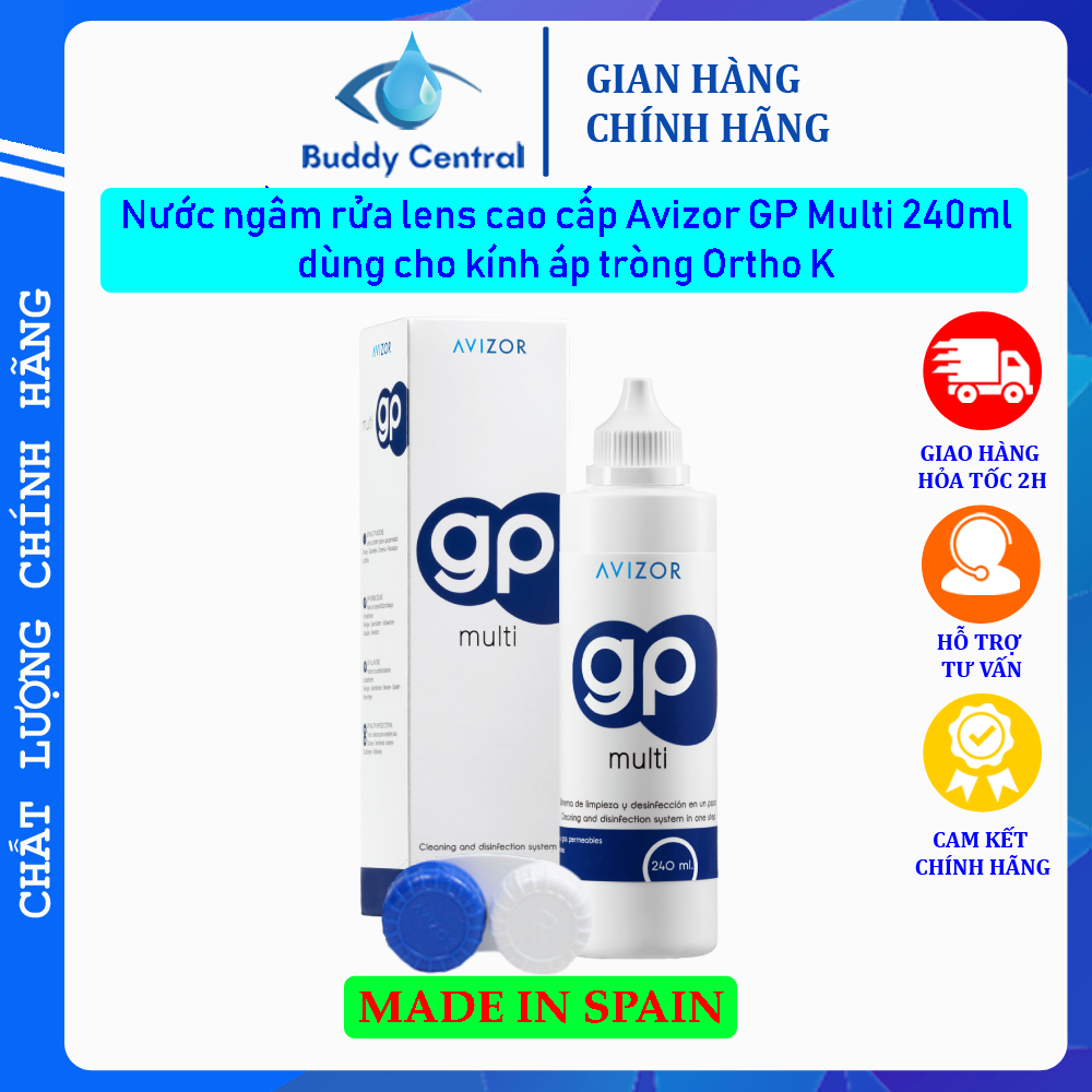 Nước ngâm lens kính áp tròng cứng Ortho K Avizor GP Multi 240ml - Buddy Central