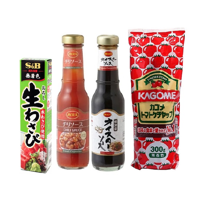 Gia Vị Nhật Bản đủ loại :Tương ớt, dầu hào ROZA Tomato Corporation , Tương cà KAGOME, mù tạt S&B