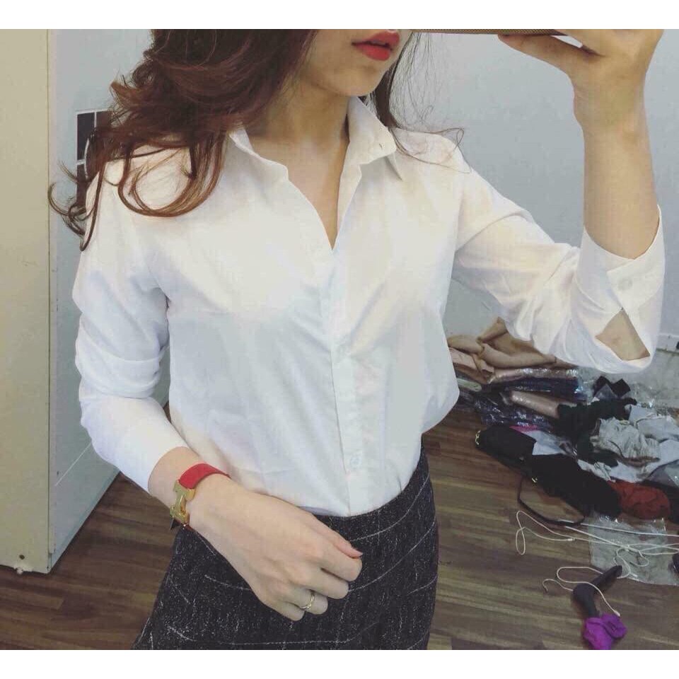 Sơ mi trắng cho nữ dài tay mix gì cũng hợp