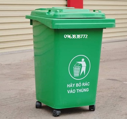 Thùng rác 60l nhựa hdpe nắp đậy kín.