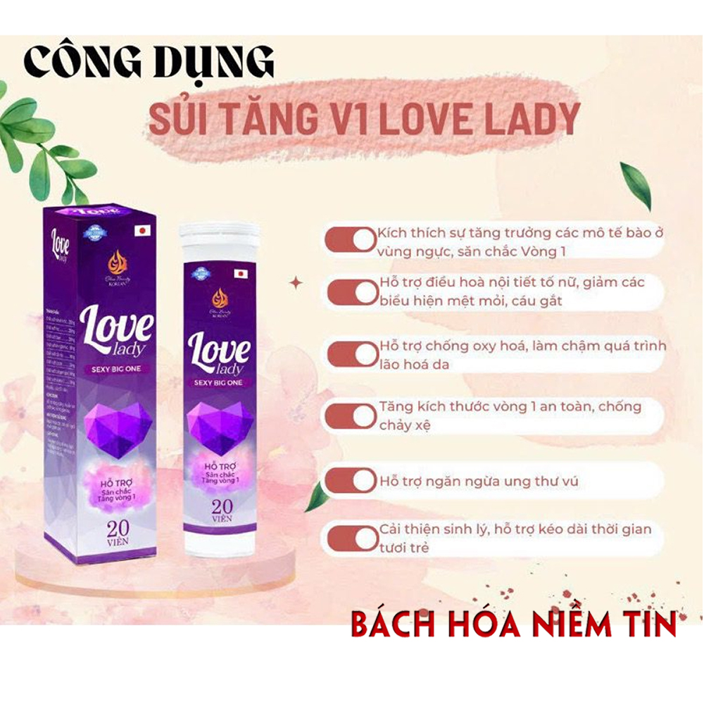 Viên sủi Sexy Big One tăng kích thước vòng 1 hỗ trợ  nở ngực hồng nhũ hoa săn chắc ngực đẹp da tăng nội tiết tố nữ - Hộp 20 viên