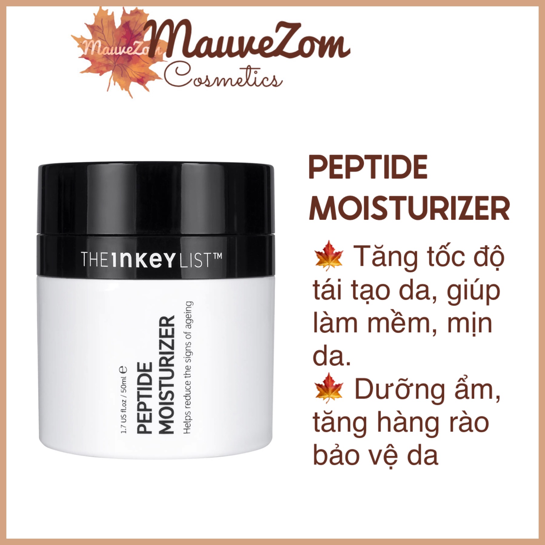 Kem dưỡng ẩm peptide moisturizer - the inkey list 50ml