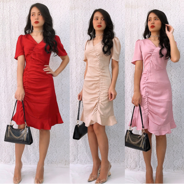 [HCM]Đầm Ôm Suông Misa Fashion Nhún Thân Trước Túng Bèo Siêu Xinh, Chất Mát, Giá Rẻ MS0134