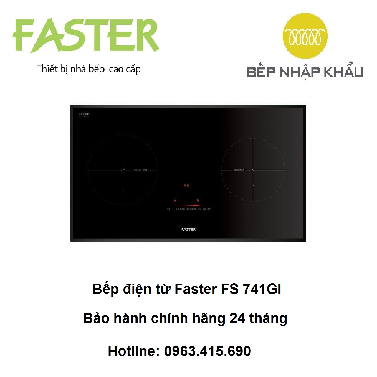 Bếp điện từ Faster FS 741GI, thiết kế đẹp mắt, tinh tế, nhiều tính năng thông minh, giúp nâng cao hiệu quả nấu nướng, tiết kiệm điện năng