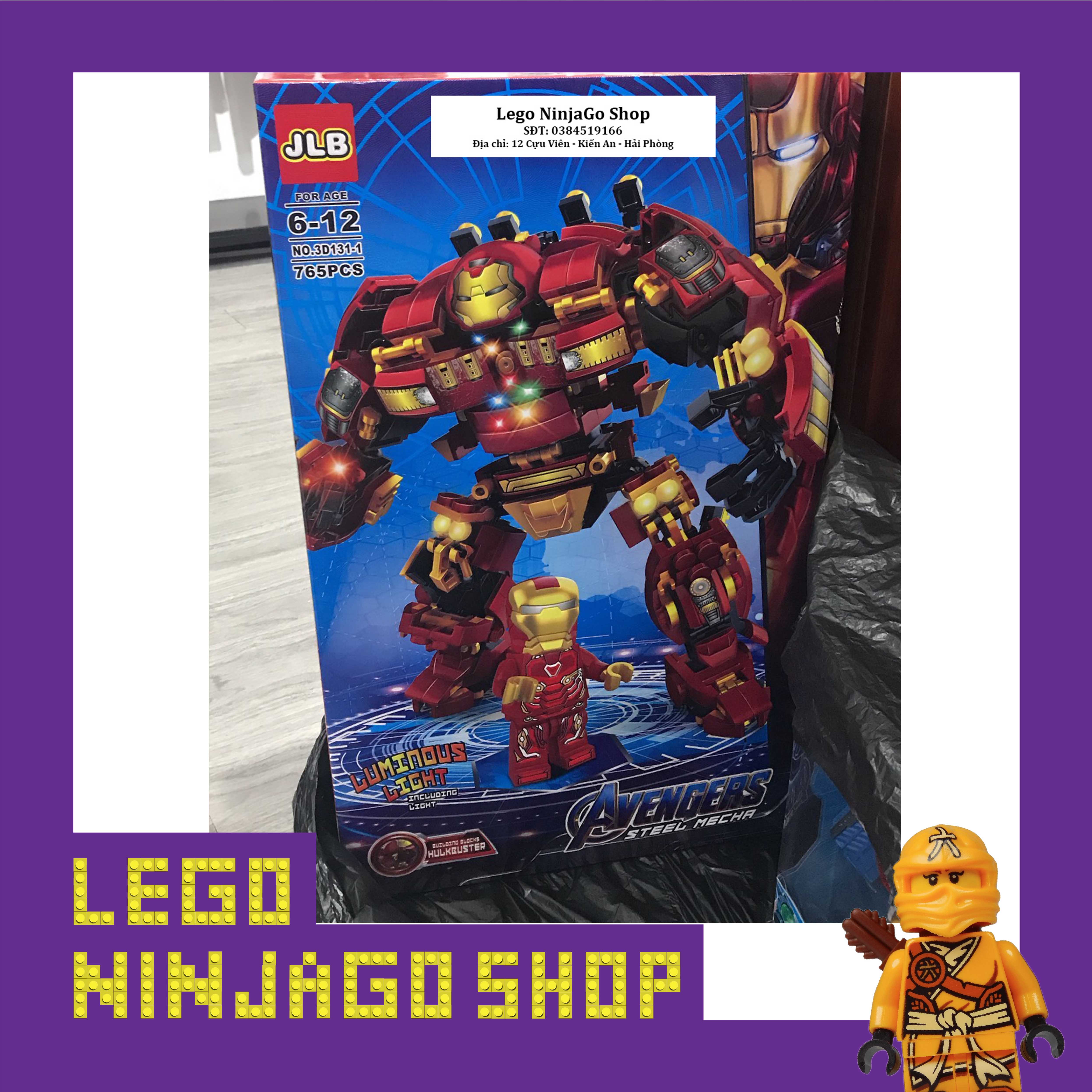 Bộ lắp ráp xếp hình Lego Steel Mecha Hulk Buster bản 2020 có đèn led
