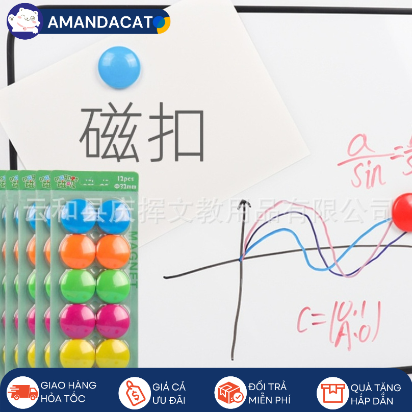 Nam châm màu hít bảng từ, tủ lạnh - Nam châm tròn dính bảng - Hít tròn