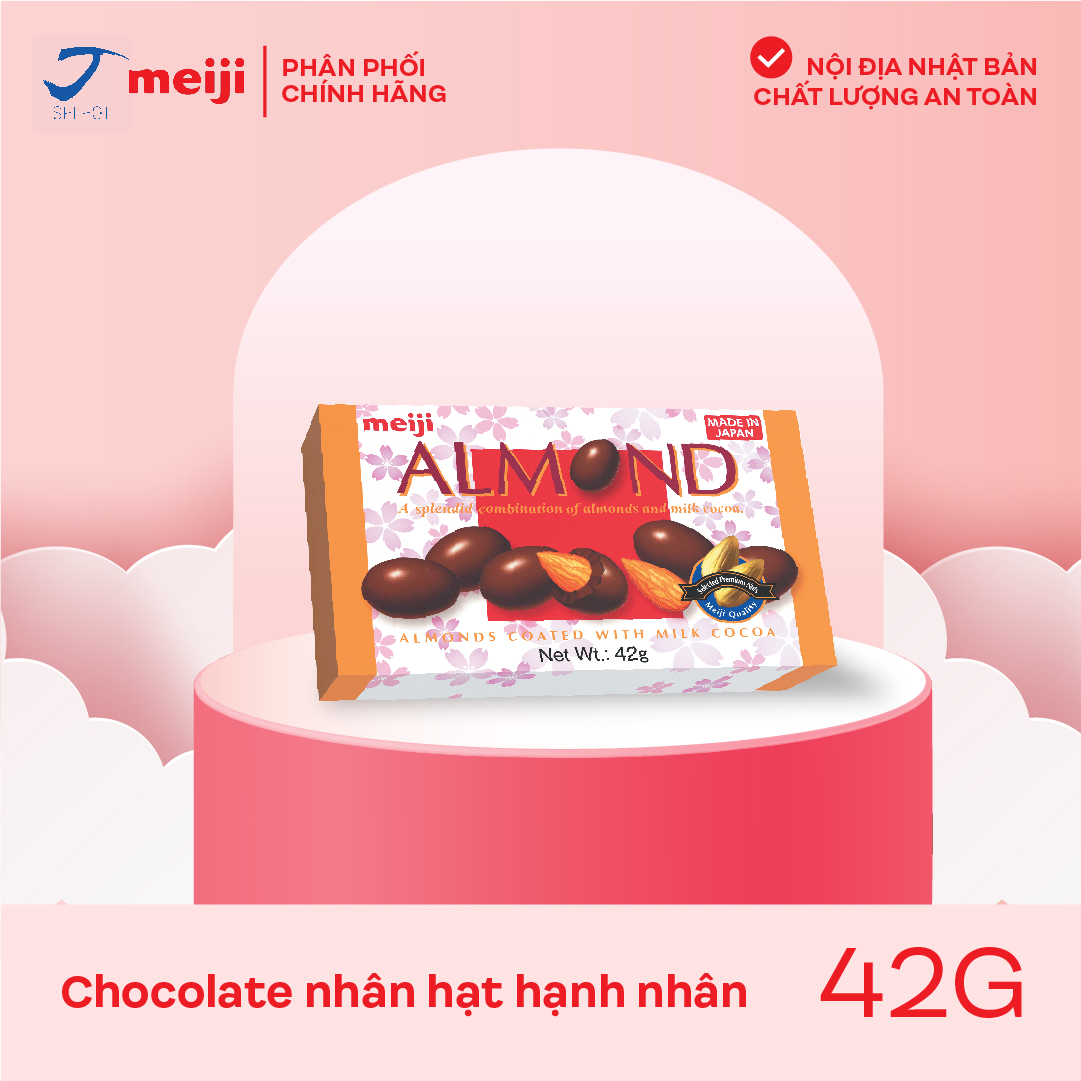 Socola nhân hạt Hạnh nhân Meiji Almond Chocolate 42g Nhật Bản