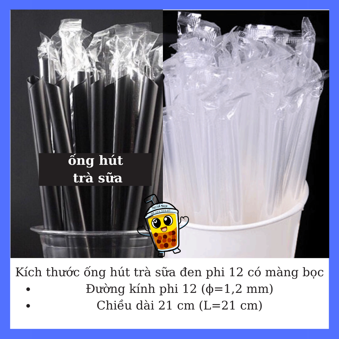 Ống hút nhựa trân châu phi 12 (10 ống)