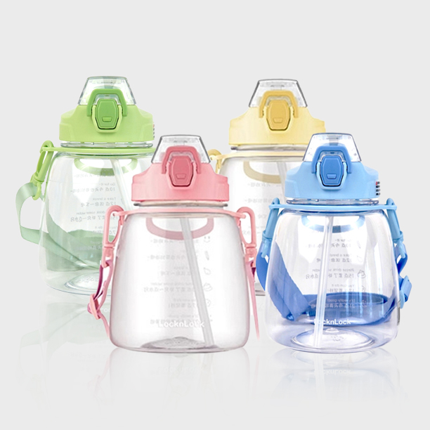 Bình Nhựa Trẻ Em LocknLock - ABF648LPIK Plastic Water Bottle 1.2L - Kèm ống hút và dây đeo - Màu hồng