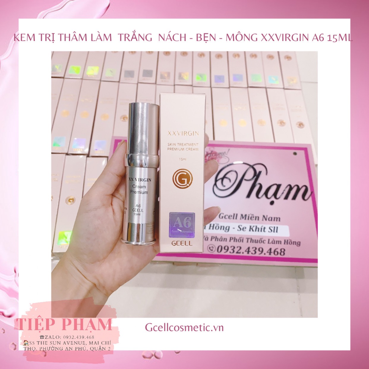 Kem làm trắng nách bẹn mông xxvirgin a6 15ml gcell hàn quốc chính hãng