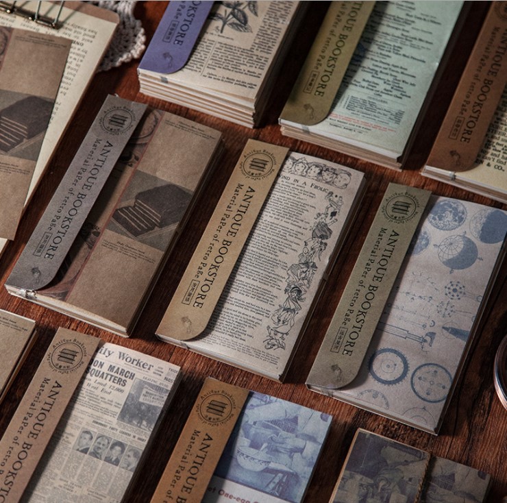 Bộ giấy ghi chú note trang trí sổ bullet journal -Antiquebookstore- 1 bộ/ 60 giấy