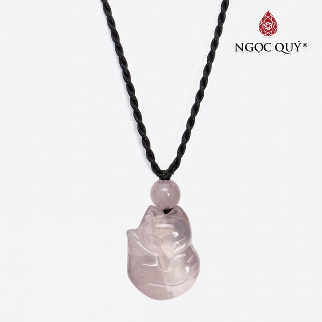 Mặt dây chuyền hồ ly đá thạch anh hồng rose quartz - ngọc quý