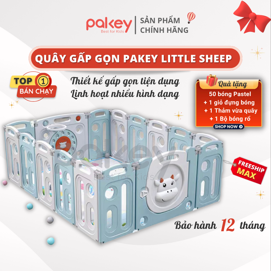 Quây cũi nhựa gấp gọn TẶNG 50 BÓNG THẢM VÒNG BỎNG RỔ mẫu quây gấp gọn Little Sheep mới nhất siêu rẻ