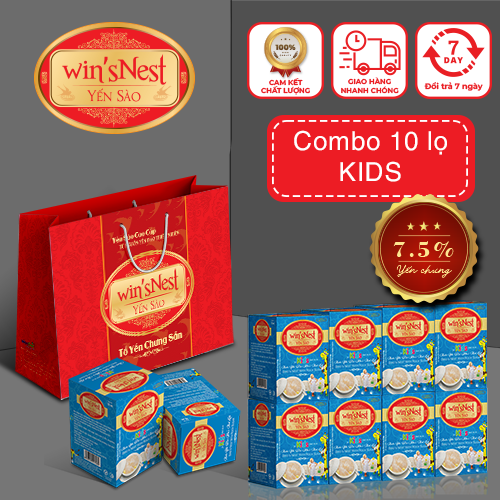 Combo 10 Lọ Nước Yến sào winsNest Kids (70 ml/lọ) thích hợp cho trẻ em từ 1 tuổi trở lên