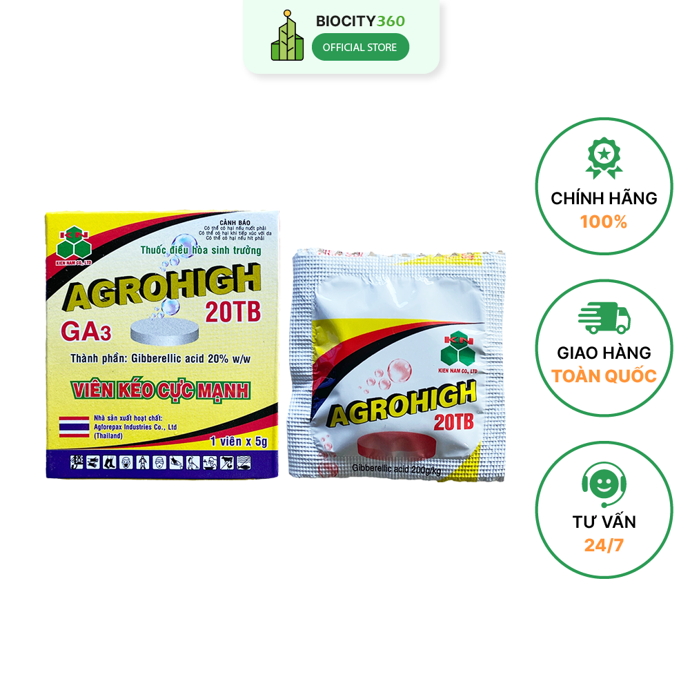 1 viên ga3 5gr | điều hòa sinh trưởng - tăng năng suất, phẩm chất cây trồng | biocity360