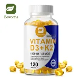BEWORTHS Viên nang Vitamin D3K2 để tăng cường hấp thụ canxi Sức khỏe của xương và khớp Tăng cường khả năng miễn dịch Hỗ trợ sức khỏe tim mạch