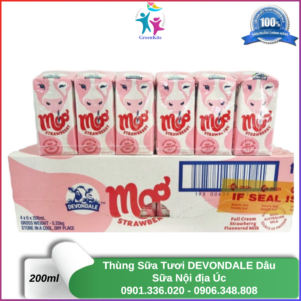 Sữa tươi devondale vị dâu 200ml - nội địa úc