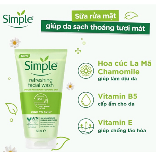 Sữa rửa mặt làm sạch da Simple 150ml