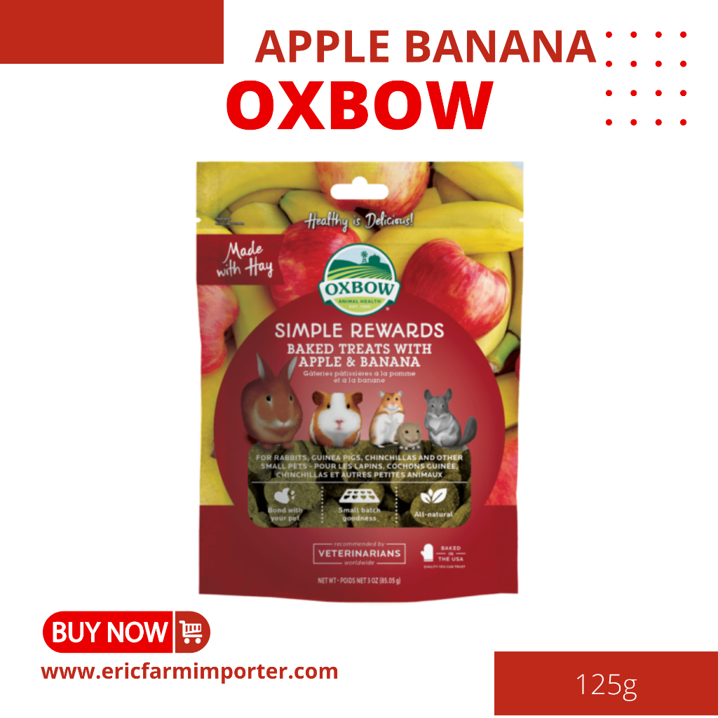 Bánh Cỏ Apple & Banana Chuối Táo Treats Oxbow OXBOW Hỗ Trợ Dinh Dưỡng cho guinea pig, thỏ, chinchill