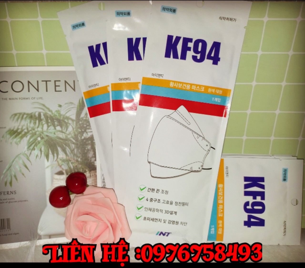 Khẩu trang kháng khuẩn hàn quốc kf94, size m ,1c/1 túi