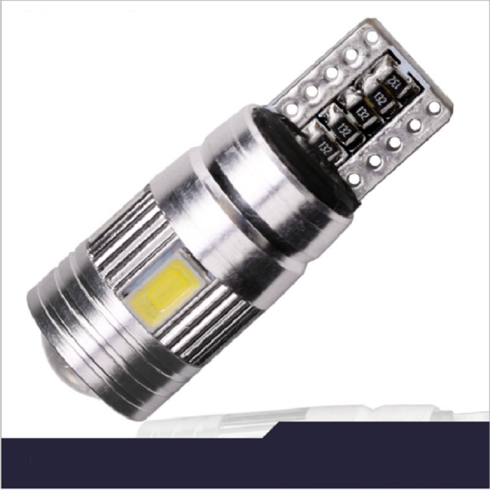 Combo 4 bóng led chân T10 lắp xi nhan, demi, mặt đồng hồ - LED tròn 6 nhân LED dạng thấu kính