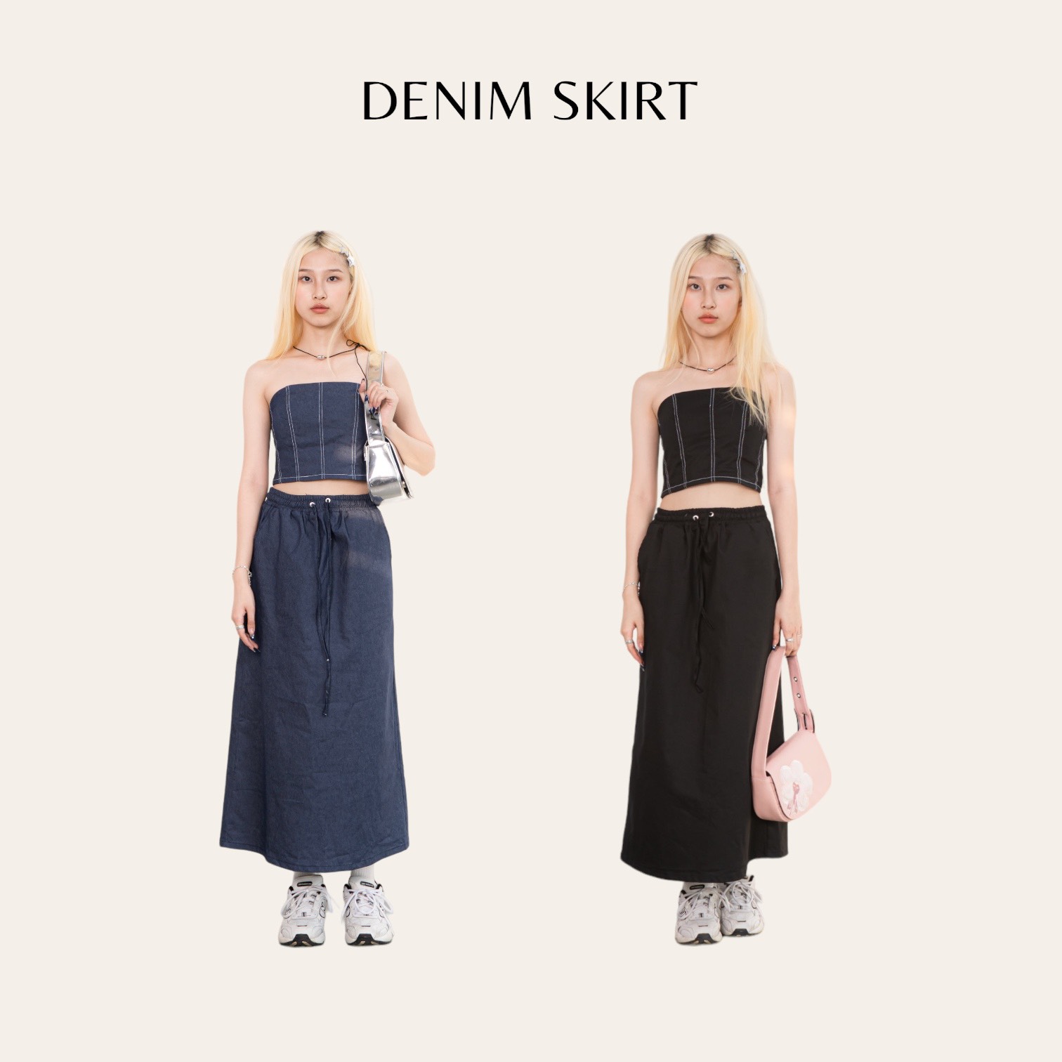 Chân váy giả denim denim skirt tkc28 lollie studio